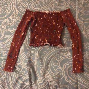 Floral off the shoulder crop-top with ruffles